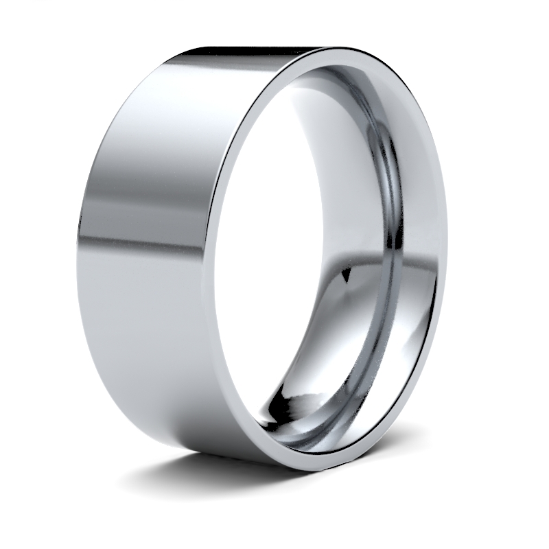 950 Platinum Standard Weight Flat Court Profile Mirror Finish Wedding Ring