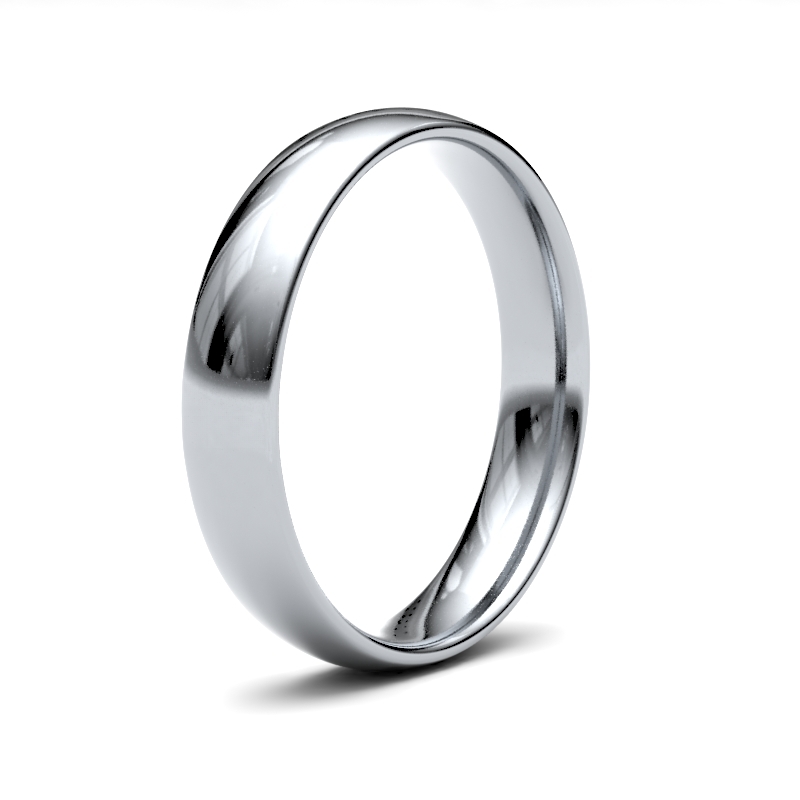 18ct White Gold 4mm Lightweight Court Profile Wedding Ring