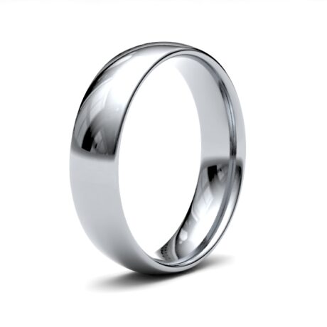 18ct White Gold 5mm Lightweight Court Profile Mirror Finish Wedding Ring – Sizes I–Q