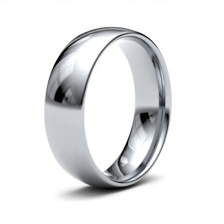 18ct White Gold 6mm Lightweight Court Profile Mirror Finish Wedding Ring – Sizes R–Z