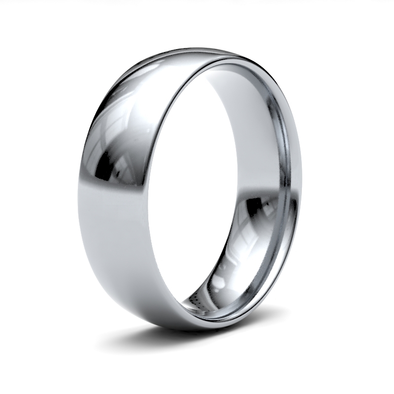 18ct White Gold 6mm Lightweight Court Profile Mirror Finish Wedding Ring – Sizes R–Z