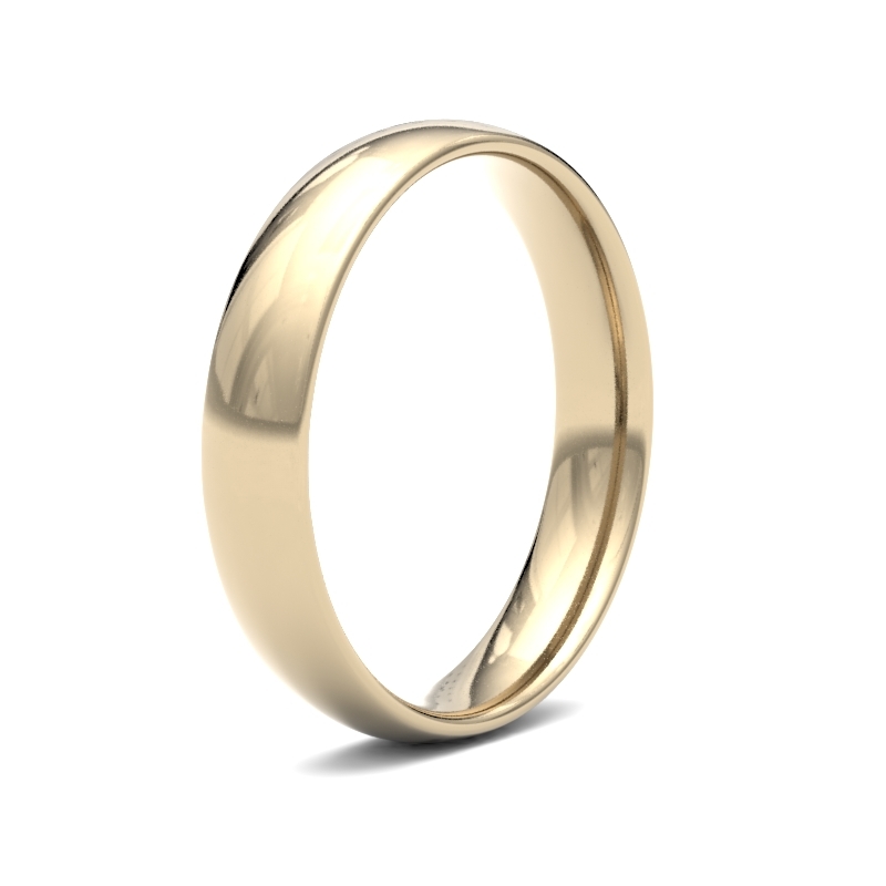 18ct Yellow Gold 4mm Lightweight Court Profile Mirror Finish Wedding Ring – Sizes R–Z