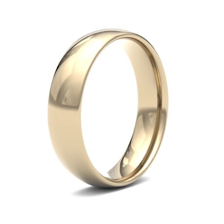 18ct Yellow Gold 5mm Lightweight Court Profile Mirror Finish Wedding Ring – Sizes I–Q