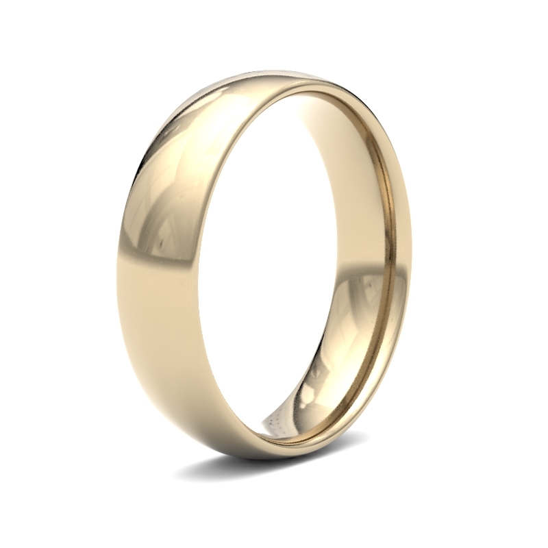 18ct Yellow Gold 5mm Lightweight Court Profile Mirror Finish Wedding Ring – Sizes I–Q