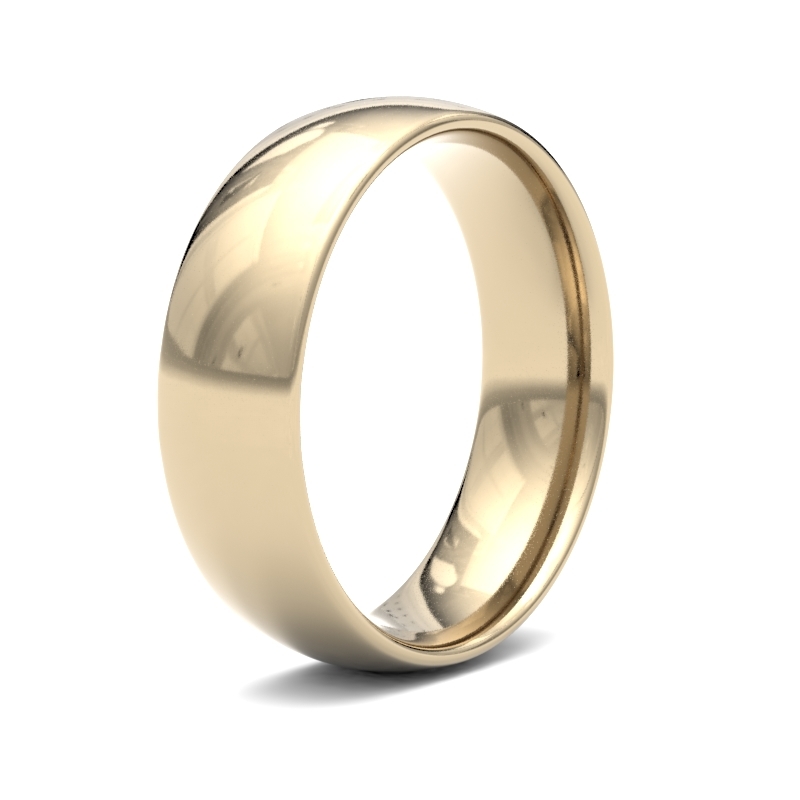 18ct Yellow Gold 6mm Lightweight Court Profile Mirror Finish Wedding Ring – Sizes R–Z