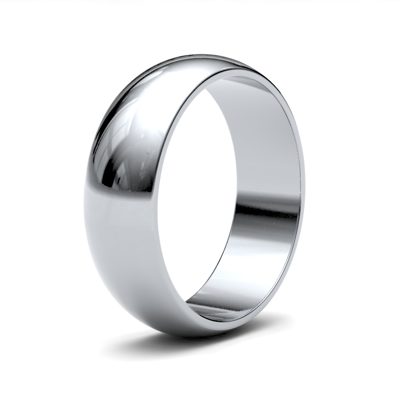 18ct White Gold 6mm Lightweight D-Shape Profile Mirror Finish Wedding Ring – Sizes R–Z