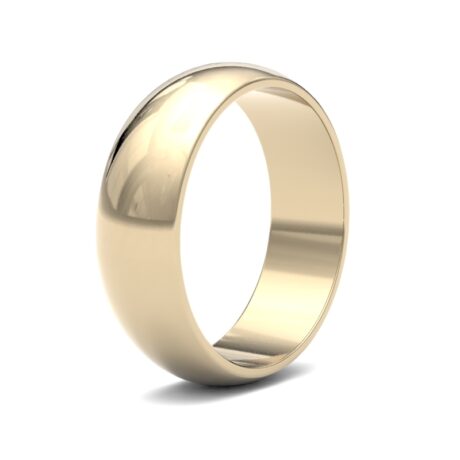 18ct Yellow Gold 6mm Lightweight D-Shape Profile Mirror Finish Wedding Ring – Sizes R–Z