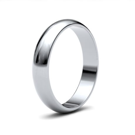 9ct White Gold 4mm Lightweight D-Shape Wedding Ring