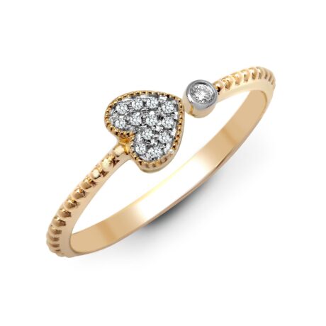 9ct yellow gold 0.07ct natural diamond heart ring