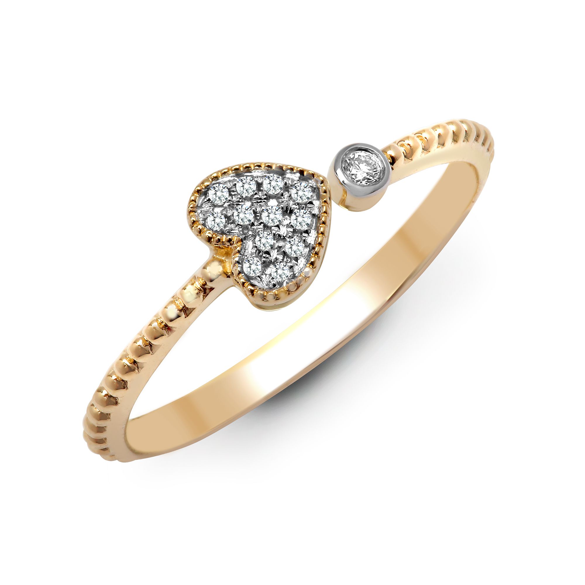 9ct yellow gold 0.07ct natural diamond heart ring