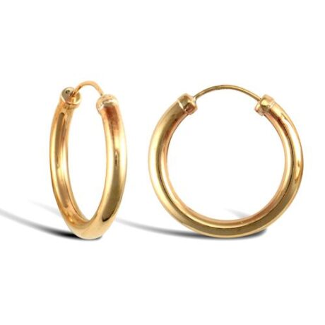 9ct yellow gold 18mm polished sleeper hoop earrings