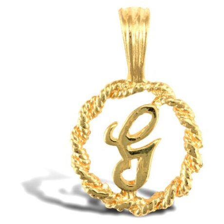 9ct Yellow Gold Rope Initial G Pendant