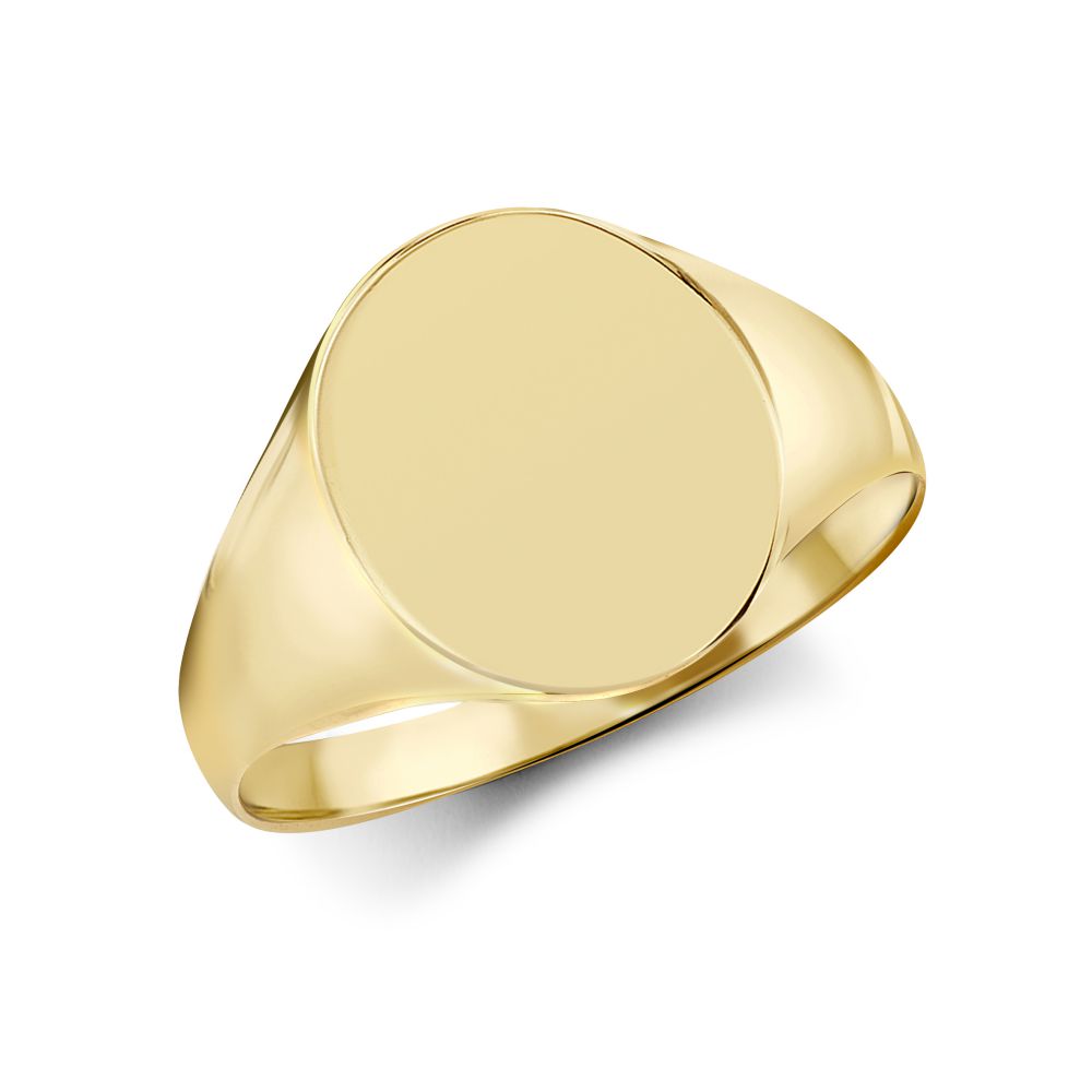 Men's 9ct yellow gold polished oval signet ring