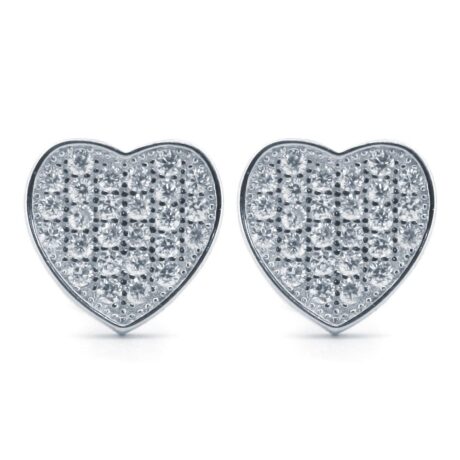Sterling Silver Cubic Zirconia Heart Stud Earrings