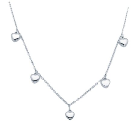 sterling silver heart charm station necklace